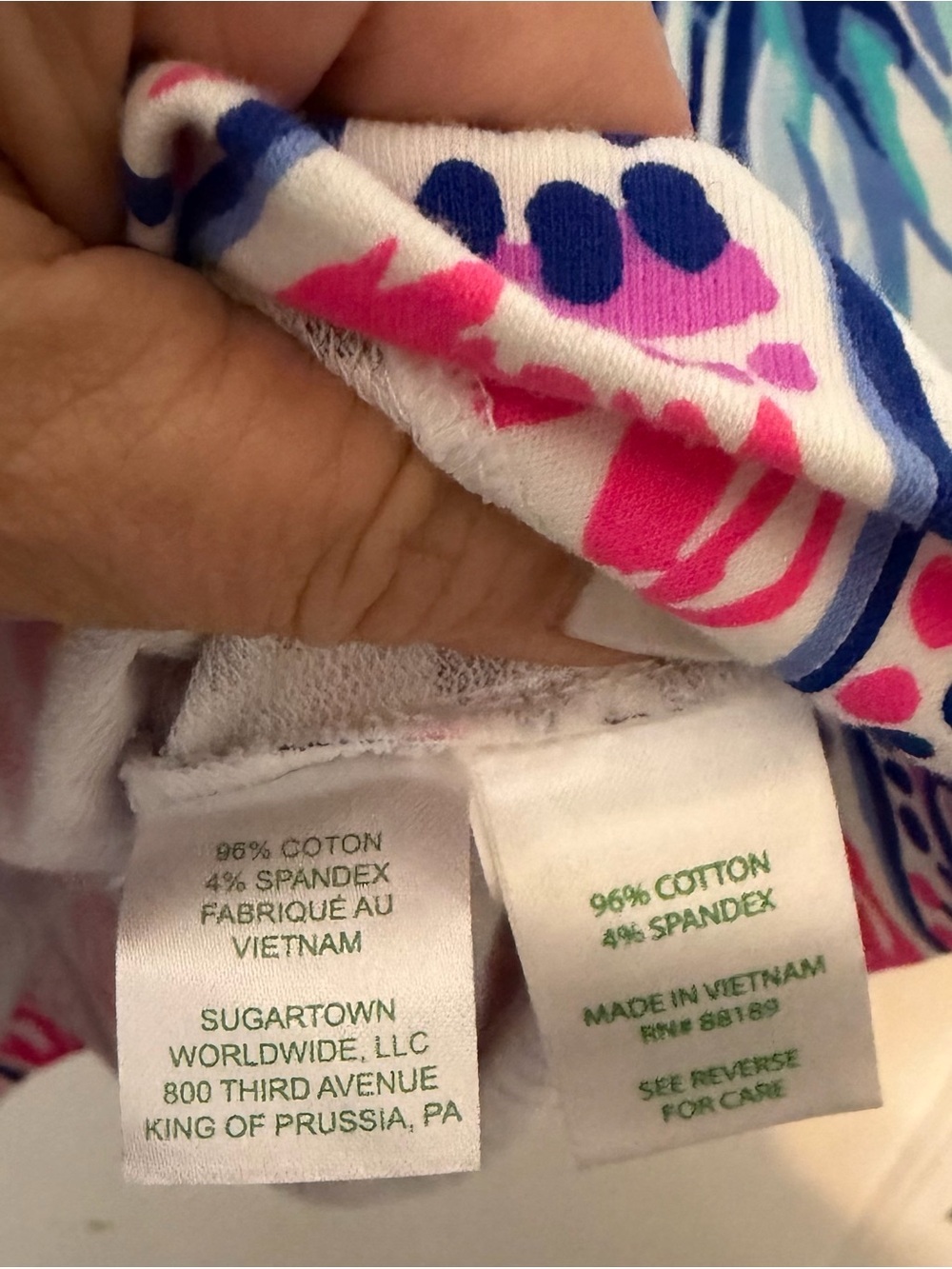 Lilly Pulitzer White Coverup with Blue, Aqua & Pink Leaf Print - Picture 3 of 4